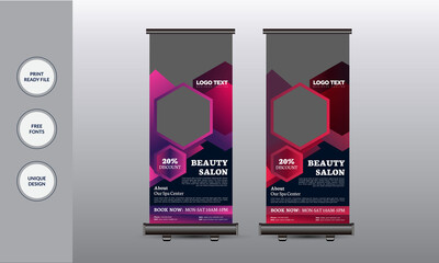 Beauty and Spa Roll-up Banner Template
For Beauty Salon Design Vector Illustration. 