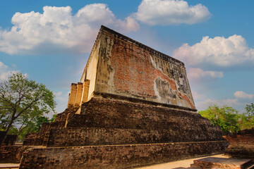 Obraz na płótnie Canvas Sukhothai at Wat Mahathat temple,One of the famous temple in Sukhothai,Temple in Sukhothai Historical Park, Sukhothai Province,Thailand. UNESCO world heritage