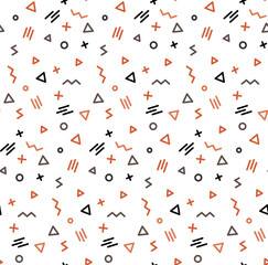 Cute bright seamless pattern. Vector illustration funny design elements for birthday , new year party. Abstract simple geometric patterns on vibrant background