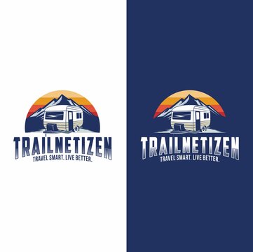 Trailer Or Van Park Vector Logo Template. Travel Icon