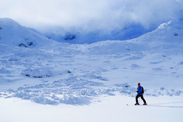 Fototapeta na wymiar Ski tour in Godeanu Mountains, Carpathians, Romania, Europe