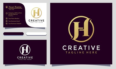 Modern Elegant Letter H Logo Design and template. Gold creative H Logos icon vector business card