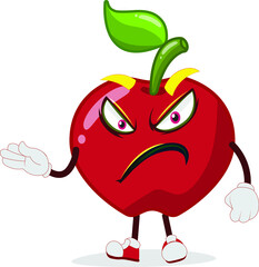 an angry apple character standing