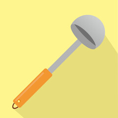 illustration of a shovel, soup ladie isolated on yellow background
