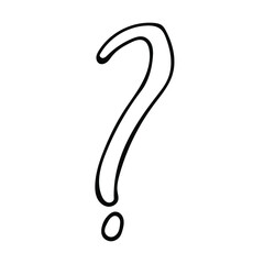 Cute single hand-drawn business and financial element. Vector Doodle illustration of a question mark isolated on a white background.