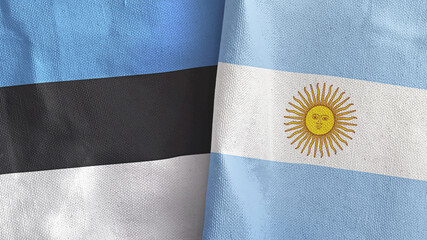 Argentina and Estonia two flags textile cloth 3D rendering