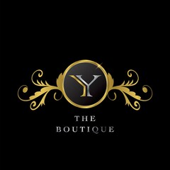 Golden Circle Y Logo Luxury Boutique vector template design concept.