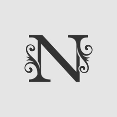 Monogram Luxury Letter N Initial Logo Icon vector design concept.