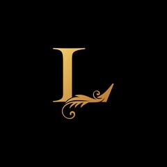 Letter L Golden Initial Luxury Logo Icon, monogram vector design concept.