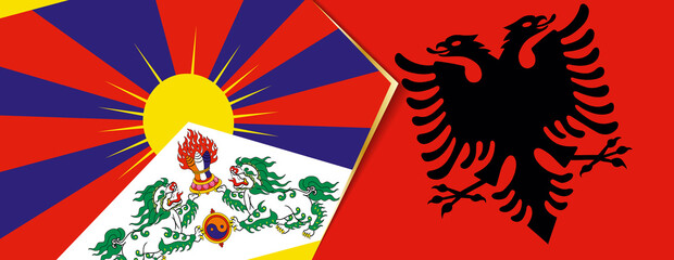 Tibet and Albania flags, two vector flags.