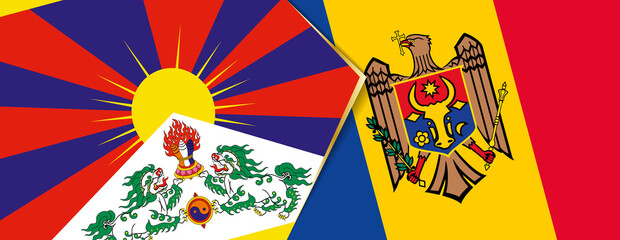 Tibet and Moldova flags, two vector flags.