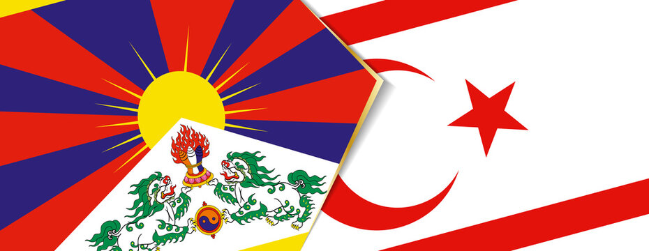 Tibet and Northern Cyprus flags, two vector flags.