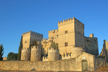 Ampudia Castle , Spain in morning light	