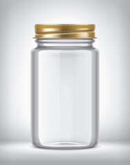 Medical Bottle on background. Metal colored caps. 