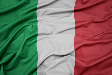 Obraz premium waving colorful national flag of italy.