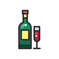 wine bottle and cup vector design