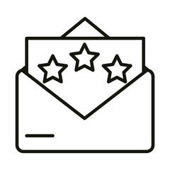 happy birthday invitation card with stars celebration party, line icon style