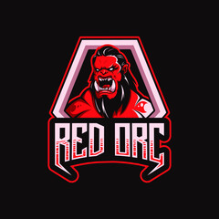 red orc mascot logo for esport