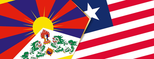 Tibet and Liberia flags, two vector flags.
