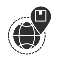 delivery world location pointer box silhouette icon