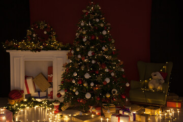 Christmas tree lights garland decor New Year's Night feast