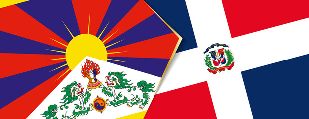 Fototapeta na wymiar Tibet and Dominican Republic flags, two vector flags.