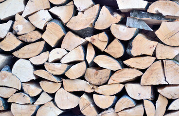 Woodpile made of sawn wood, background