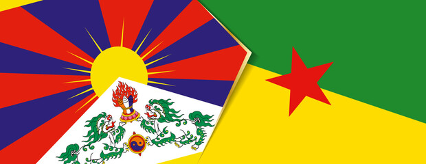 Tibet and French Guiana flags, two vector flags.