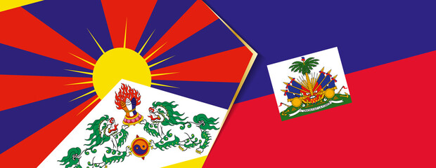 Tibet and Haiti flags, two vector flags.