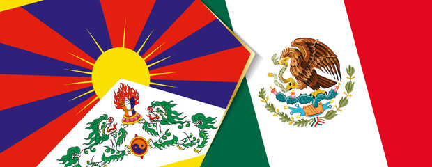 Tibet and Mexico flags, two vector flags.