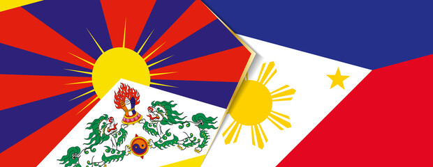 Tibet and Philippines flags, two vector flags.