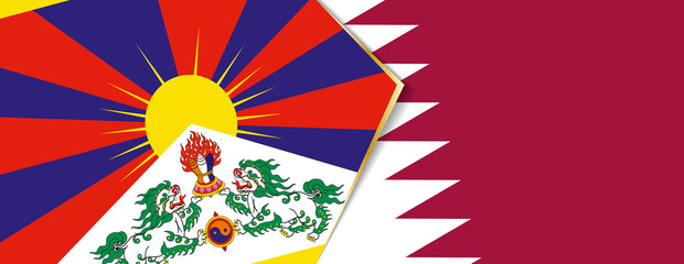 Tibet and Qatar flags, two vector flags.