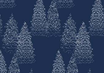 Coniferous snowy forest. Stylized, pretty spruce with a funny pattern. Scandinavian style. Design of pattern background for wallpaper, paper, Christmas gift wrapping, Christmas, holidays.
