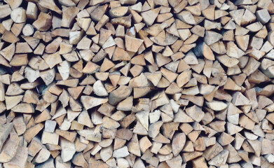 Woodpile made of sawn wood, background