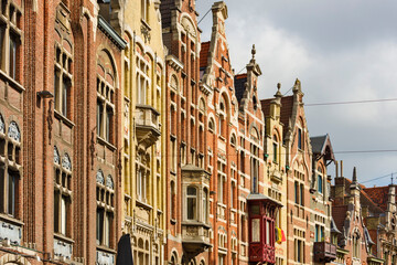 Fototapeta na wymiar houses in the Historical city center of Flemish city Ghent. Ghent, Flanders, Belgium.