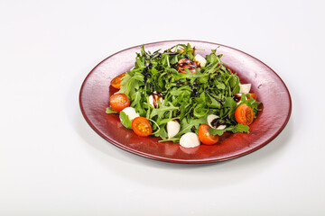 Salad with mozzarella, tomato and rucola