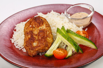 Steamed Rice with chicken cutlet