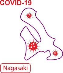 Map of Nagasaki labeled 