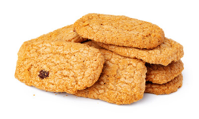 Stack of oat cookies isolated on white background