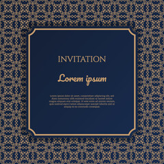 Wedding invitation and announcement card with gold ornament - Vector.