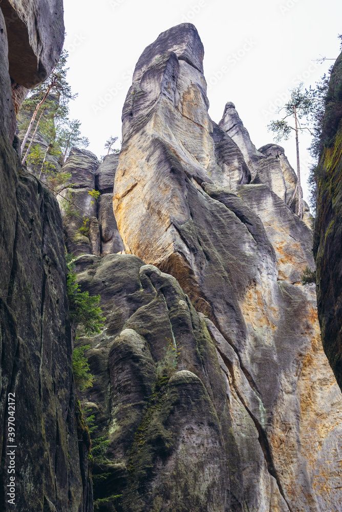 Wall mural Rocks in Adrspach Rocks, part of Adrspach-Teplice National Park in Czech Republic