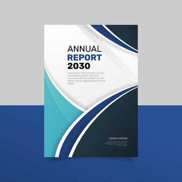 Annual report modern blue flyer design template. - Vector.
