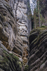 "Skull" rock in Teplice Rocks, part of Adrspach-Teplice landscape park in Broumov Highlands region of Czech Republic