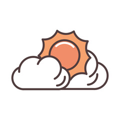 weather sun clouds summer hot line and fill style