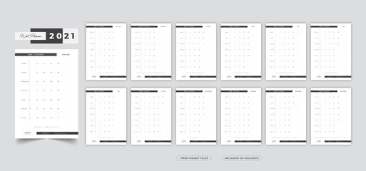 Year Planner 2021 Template Design for any Company or Business Service