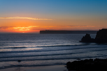 Fototapeta premium Scenic view of the Cabo de Sao Vincente (Sao Vincente headland) at sunset, in Sagres, Portugal. Concept for travel in Portugal