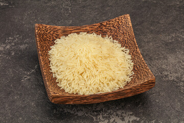 Raw basmati rice in the bowl