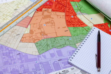 Urbanisme - Aménagement du territoire - Cartes de plan local d'urbanisme et cadastre