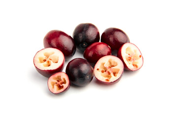 Heap of cranberries isolated on white background