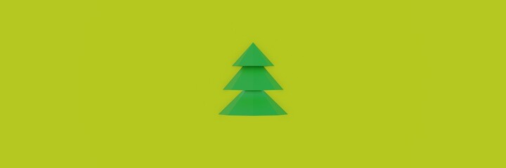 Obraz premium Lowpoly christmas tree on yellow background sale banner. 3d render